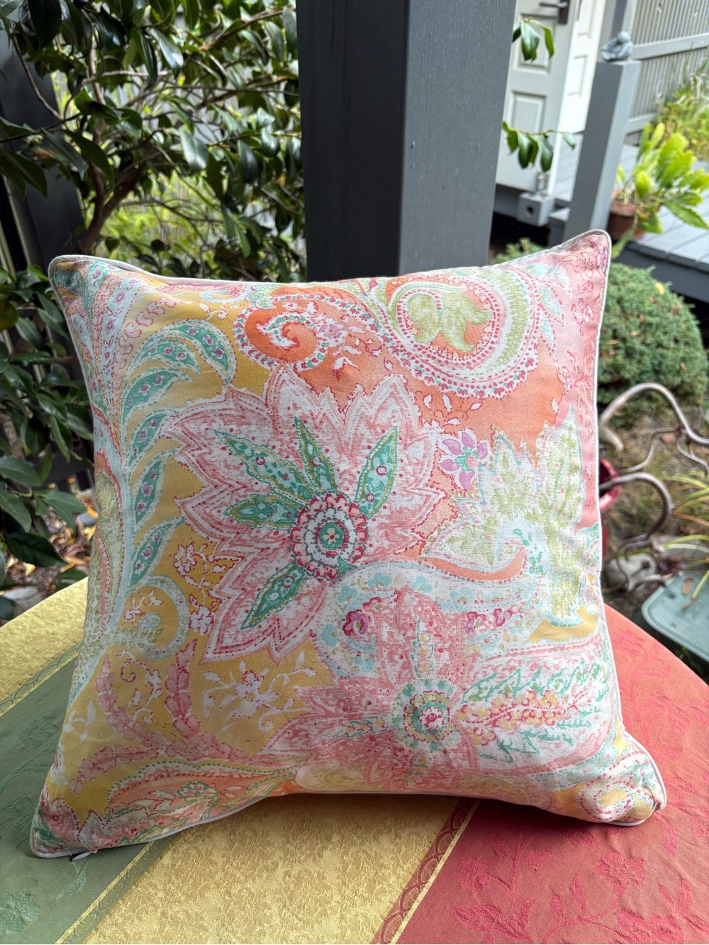 Ralph Lauren Jamaica Paisley Coral 🪸 Pink Accent Pillow